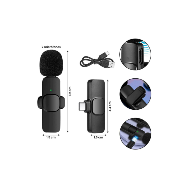 Microfono Inalambrico Recargable Tipo C - Imagen 4